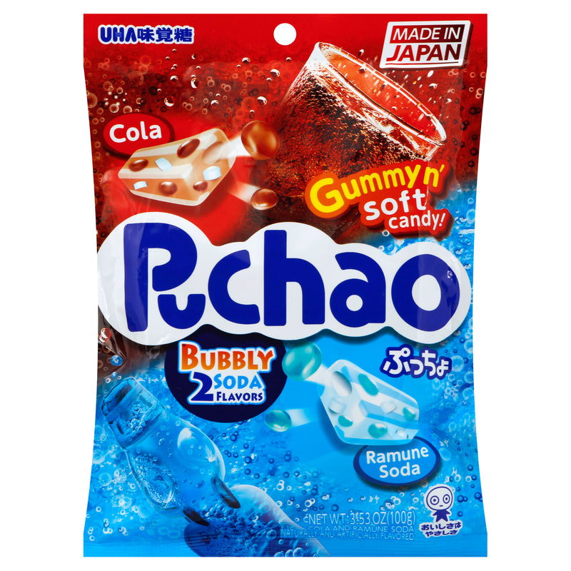 Puchao Gummy n' Soft Bubbly 2 Soda Flavors Candy, 100 g