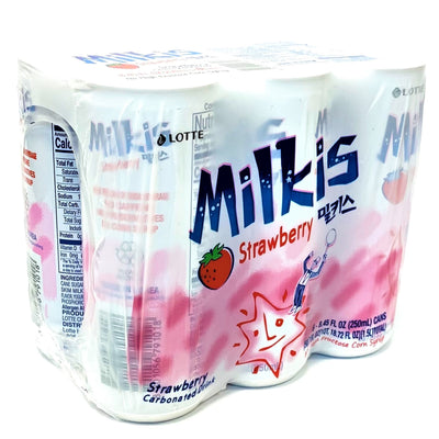 Lotte Milkis Strawberry Milk Soda, 250 mL, 6 ct