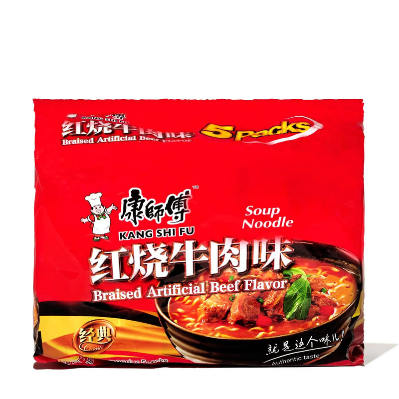 Kang Shi Fu Artificial Braised Beef Flavor Instant Noodle Soup, 5 ct