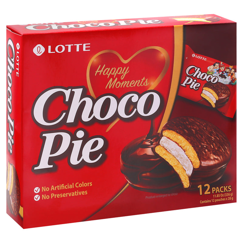 Lotte Happy Moments Choco Pie, 28 g pouches, 12 ct