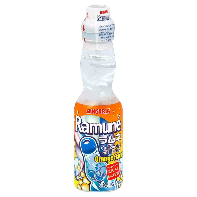 Sangaria Orange Flavor Ramune Carbonated Soft Drink, 200 mL