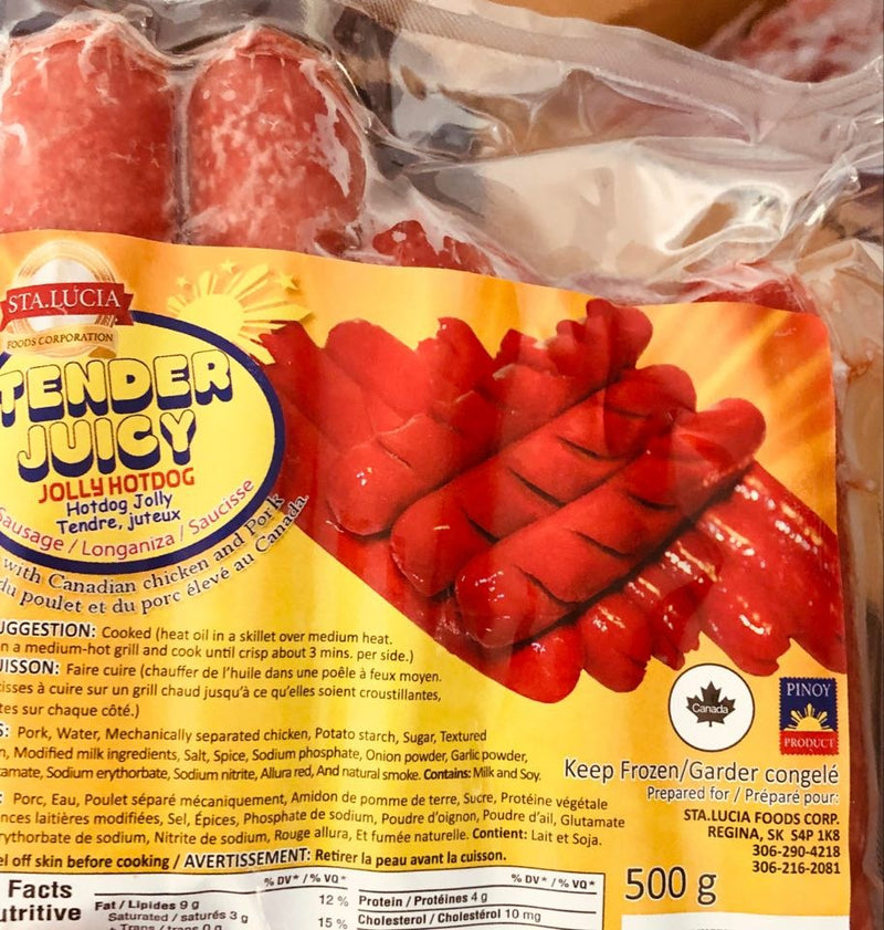 Sta. Lucia Tender Juicy Jolly Hotdog, 500 g