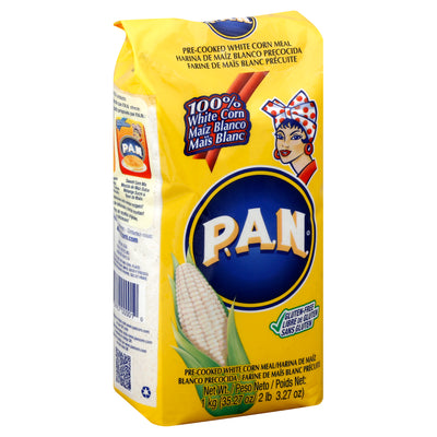 P.A.N. 100% White Corn Instant Dough Pre-cooked White Maize Meal, 35.27 Oz, 1 kg
