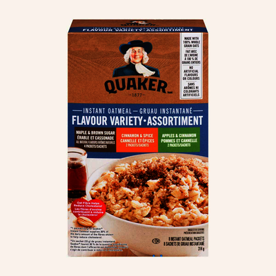 Quaker Instant Oatmeal Flavour Variety Assortment, 8 ct, 314 g