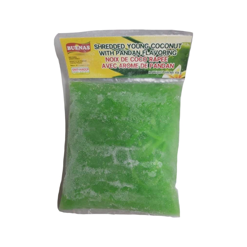 Buenas Shredded Young Coconut With Pandan Flavoring, 454 g