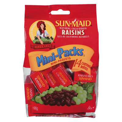 Sun Maid Natural California Raisins Mini Packs, 14 ct cartons