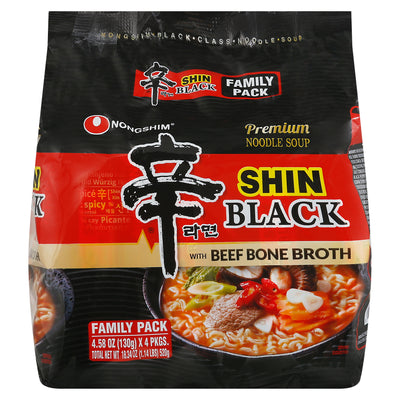 Nongshim Premium Shin Black Family Pack Noodle Soup, 130 g, 4 ct