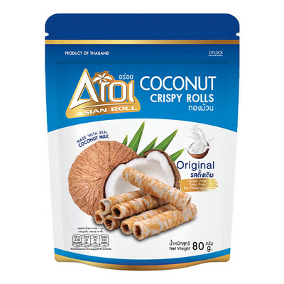 Aroi Original Coconut Crispy Rolls, 80 g