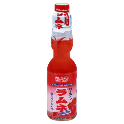 Shirakiku Carbonated Strawberry Ramune Drink, 200 mL