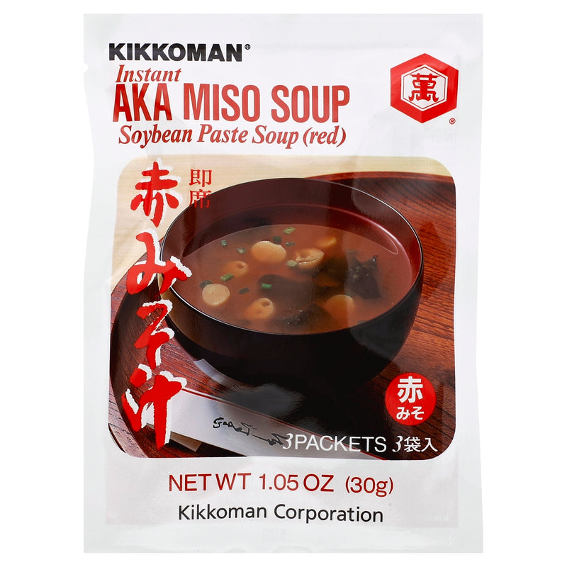 Kikkoman Instant Soybean Paste (Red) Aka Miso Soup, 3 packets