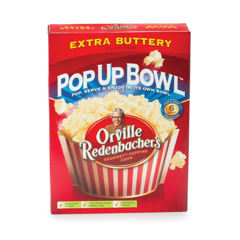 Orville Redenbacher's Pop Up Bowl Extra Buttery Flavour Popcorn, 82 g, 6 ct