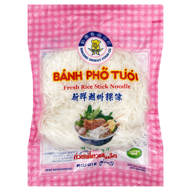 Sincere Orient Food Co. BÁNH PHỞ TÚÓI Fresh Rice Stick Noodle, 454 g