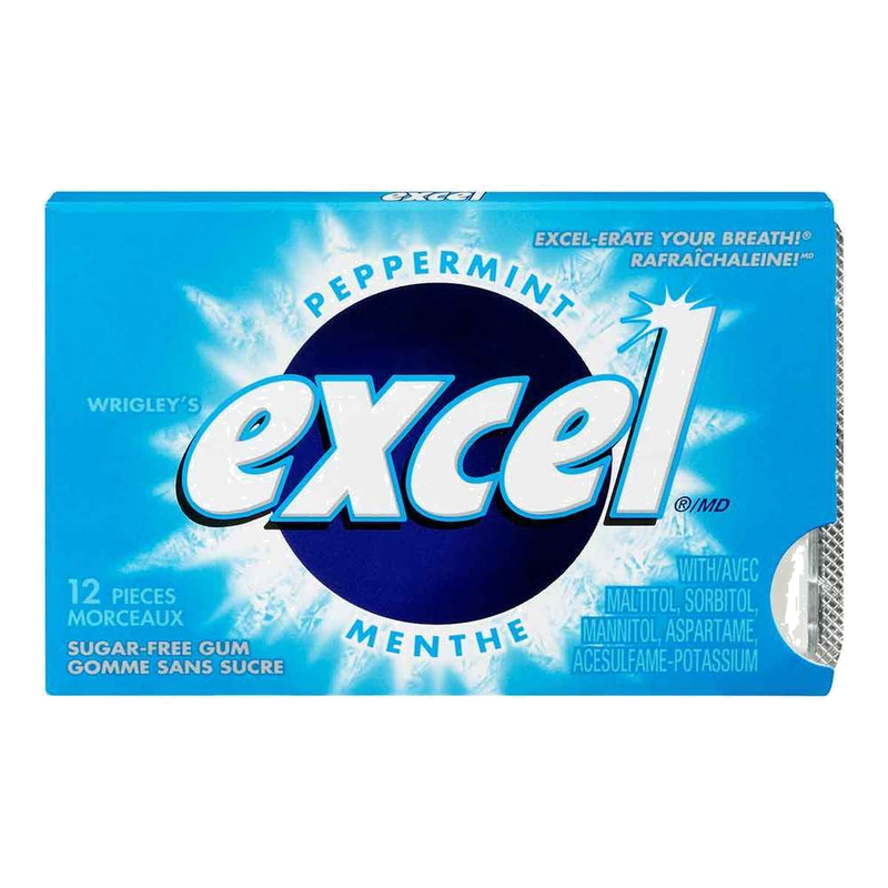 Excel Sugar-Free Peppermint Gum, 12 pieces
