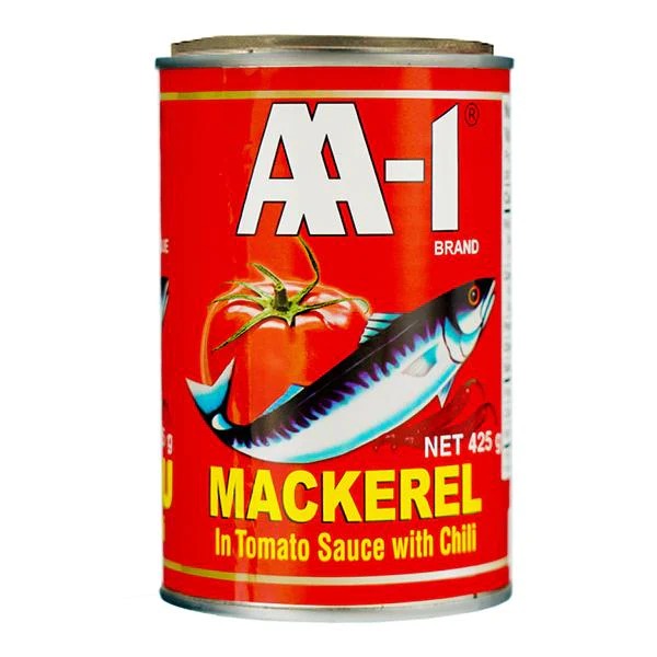 AA-1 Brand Canned Mackerel In Tomato Sauce With Chili, 425 g