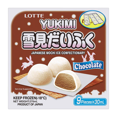 Lotte Yukimi Japanese Chocolate Mochi Ice Confectionary, 270 mL, 9 ct