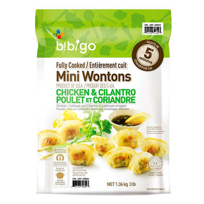 Bibigo Fully Cooked Mini Chicken & Cilantro Wontons, 1.36 kg
