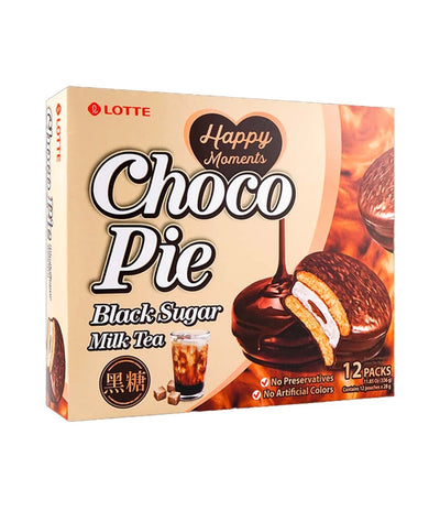 Lotte Chocolat Pie Black Sugar Milk Tea, 12 ct