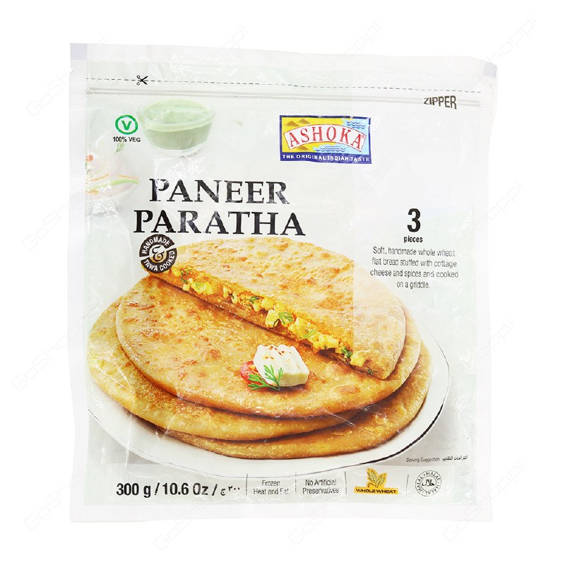 Ashoka Frozen 100% Vegetarian Heat And Eat Paneer Paratha, 300 g