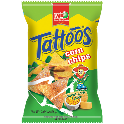 W.L. Foods Tattoos Corn Chips, 58 g