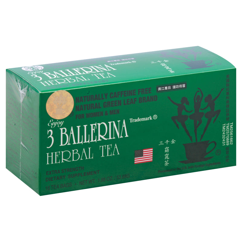 3 Ballerina Extra Strength Caffeine Free Bags Herbal Tea, 18 bags