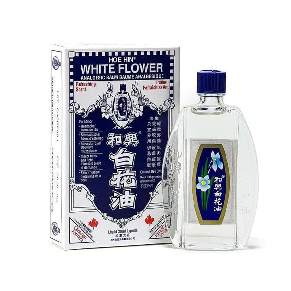 White Flower Analgesic Balm Embrocation Medicated Oil Hoe Hin, 20 mL