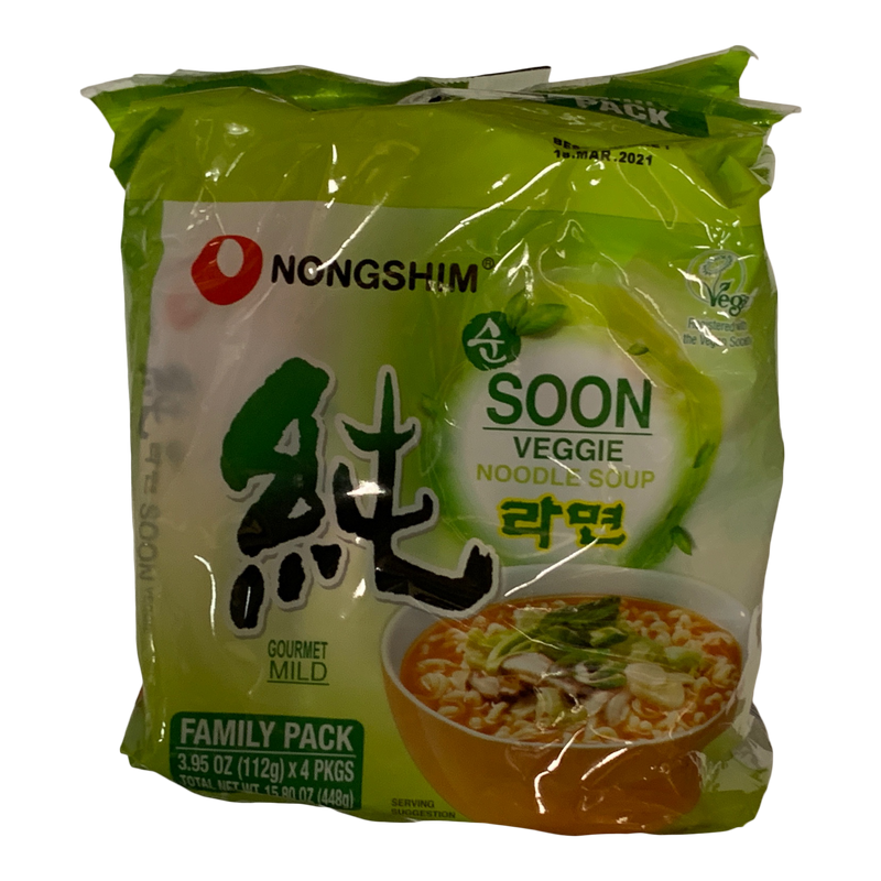 Nongshim Soon Veggie Noodle Soup, 4 ct