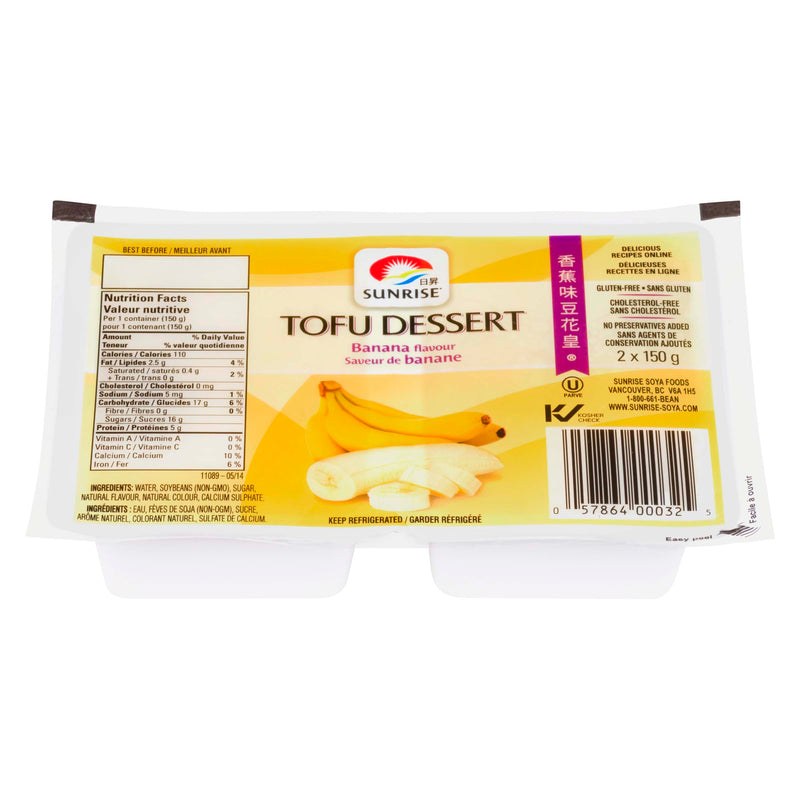 Sunrise Soya Foods Gluten Free Banana Flavour Tofu Dessert, 150 g, 2 ct