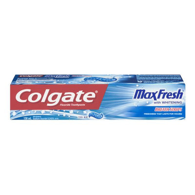 Colgate Max Fresh With Whitening Cool Mint With Breath Strips Toothpaste, 150 ml