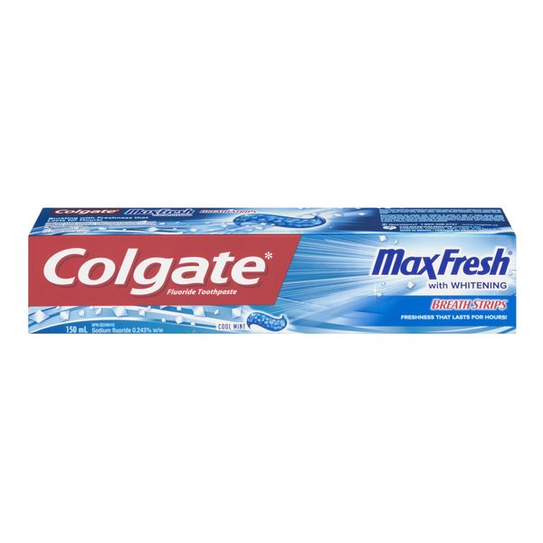 Colgate Max Fresh With Whitening Cool Mint With Breath Strips Toothpaste, 150 ml