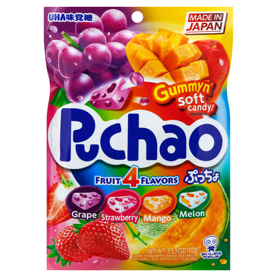 Puchao Gummy n' Soft Fruit 4 Flavors Candy, 100 g