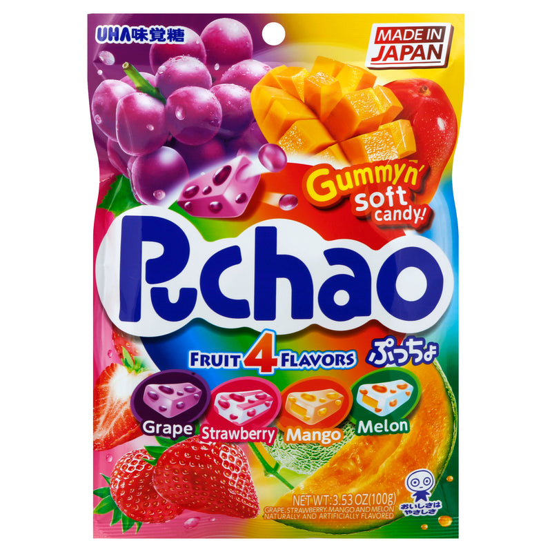 Puchao Gummy n' Soft Fruit 4 Flavors Candy, 100 g